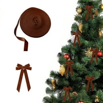Diceymbol Christmas Velvet Ribbon 393.7 Inch, Coffee Flock Material for Gift Wrapping