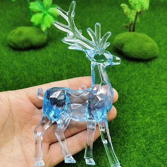 Diceymbol Crystal Reindeer Ornament Acrylic Christmas Decor Hanging Pendant 1-Piece