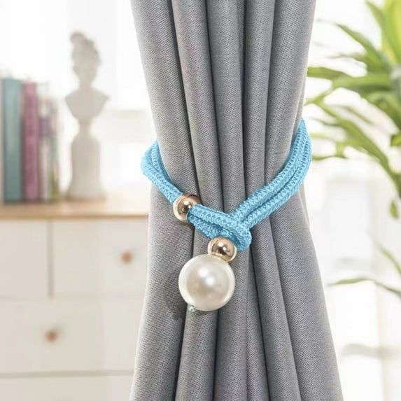 Diceymbol Curtain Tiebacks 19 Inch Adjustable Polyester Curtain Ties, Elastic Drapery Holdbacks for Thin Thick Drapes Home Office Window Decor (1 Pair)