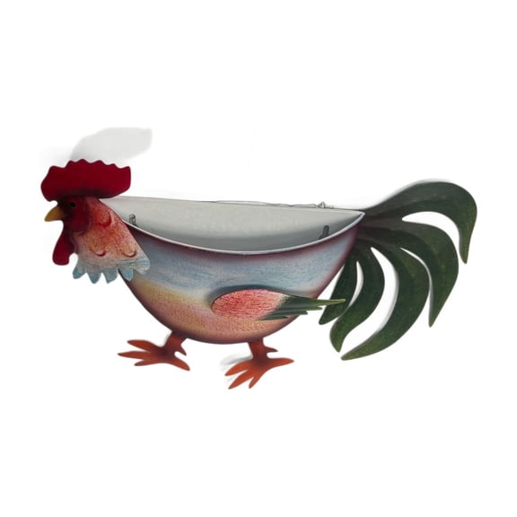 Diceymbol Cute Rooster Shaped Metal Decorative Planter Pot for Plants Indoor Outdoor Decor for Patio Yard Home Garden 8 Inch