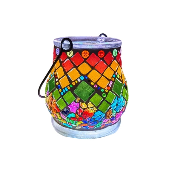 Diceymbol DIY Halloween Light-Up Candy Jar Craft Kit Complete Mosaic Tile Set with LED Lights & Tools for Parent-Child Spooky Decor Projects