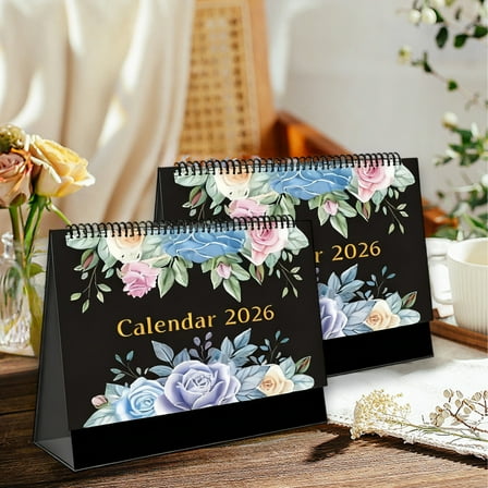 Diceymbol Desk Calendar 2026, 12-Month Standing Flip Design, 6.88x6.29 Inch Office Organizer