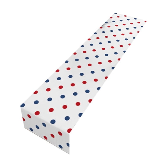 Diceymbol Extra Long Patriotic Table Runner 5Ft Polka Dot Pattern for 4th of July Memorial Day Large Event Decor
