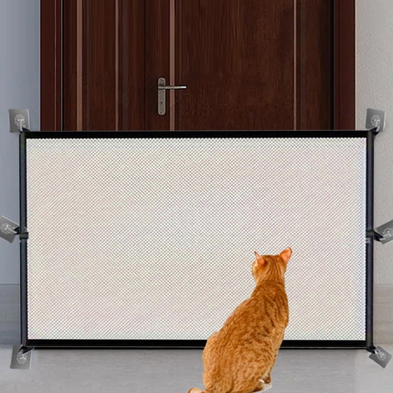Diceymbol Extra Wide Retractable Pet Gate 71" Adjustable Mesh Barrier with Hooks for Doorways/Stairs, Lightweight Foldable Design for Cats & Small Dogs