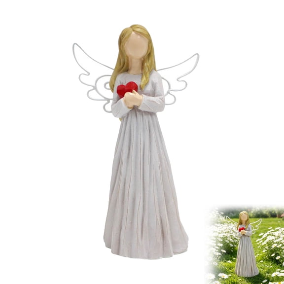 Diceymbol Faceless Angel Figurine with Red Heart 4.72In for Sentimental Guardian Home Decor