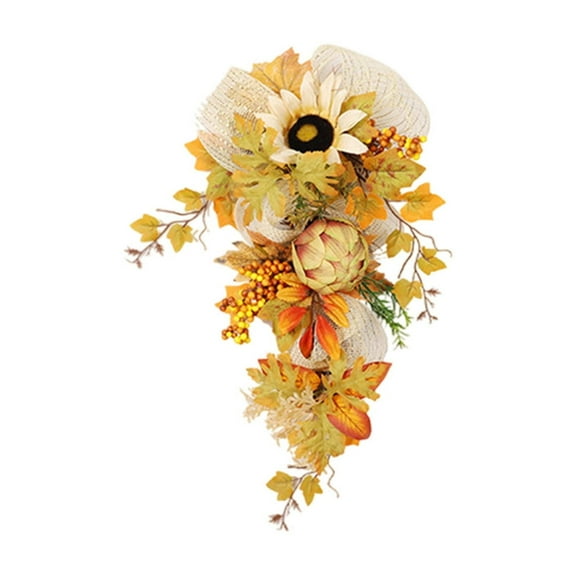 Diceymbol Fall Sunflower Wreath Garland 70.8" Artificial Flower Vine with Autumn Leaves, Durable Decor for Front Door, Fireplace & Holiday Parties