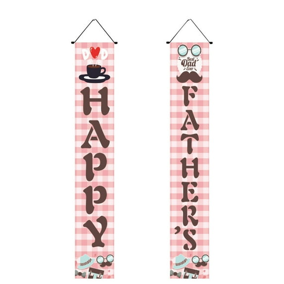 Diceymbol Father's Day Banner Set 2-Pack 71" Polyester Hanging Decorations for Doors & Parties Vibrant "Happy Father's Day" Sign for Home or Events