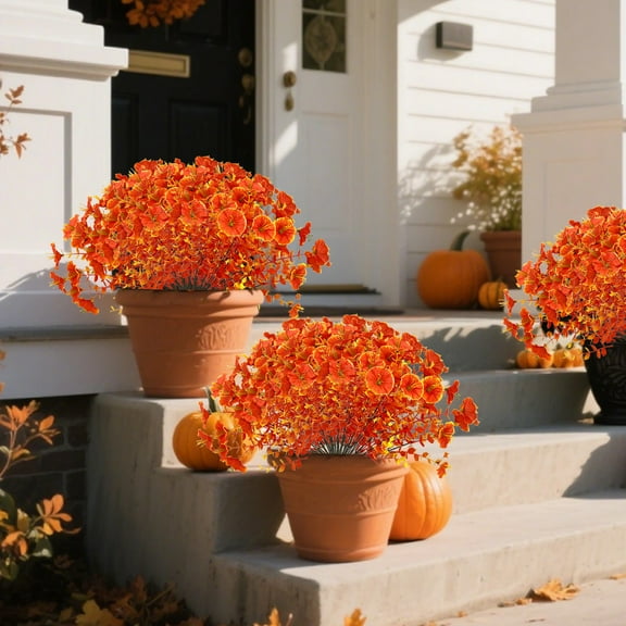 Diceymbol Faux Orange Morning Glory Stem Thanksgiving Halloween Decoration 14.17 Inch