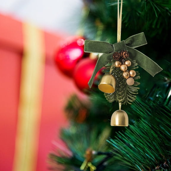 Diceymbol Faux Pinecone Christmas Ornaments Realistic Hanging Decor with Bells for Trees, Wreaths & Gifts, Durable Holiday Accents