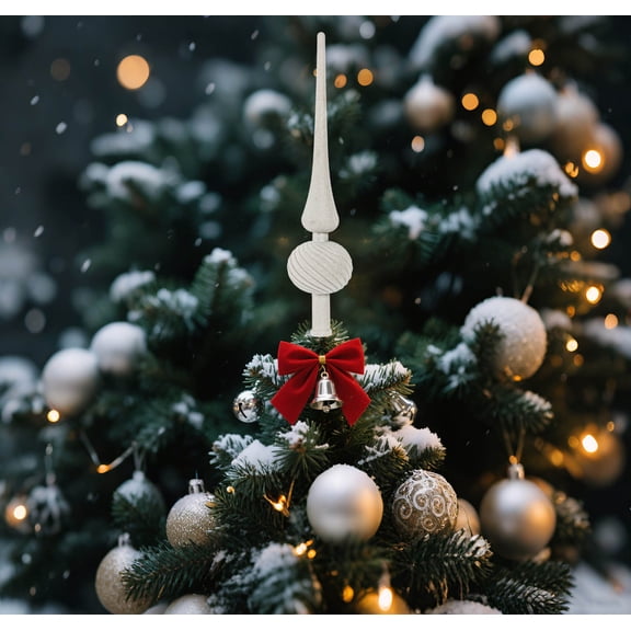 Diceymbol Flocking Gourd Christmas Tree Topper, 12-Inch Long Pointed Star, Plastic Velvet Top Decoration