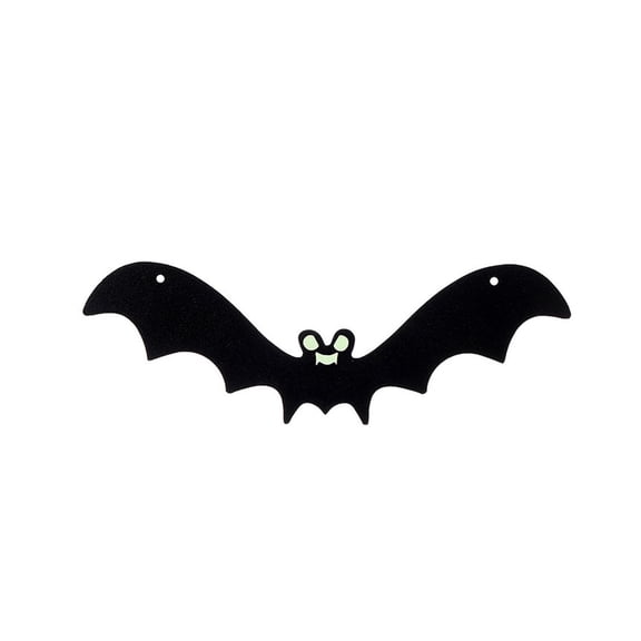 Diceymbol Glow In The Dark Bat Wooden Hanging Sign Mild Spooky Cartoon for Patio Indoor Halloween Decorations 9 Inch