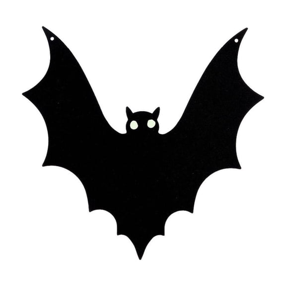 Diceymbol Glow In The Dark Bat Wooden Hanging Sign Simple Silhouette for Patio Indoor Halloween Decorations 9 Inch