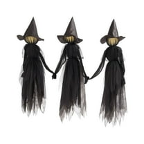 Diceymbol Glowing Trio Witches Yard Decor 59" Tall Color-Changing LED Halloween Decorations with Poles for Spooky Outdoor Displays