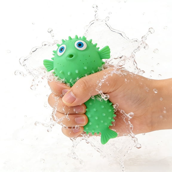Diceymbol Green Puffer Fish Squishy Stress Ball Fun Textured Hand Feel for Office Home Daily Stress Relief and Entertainment 3In