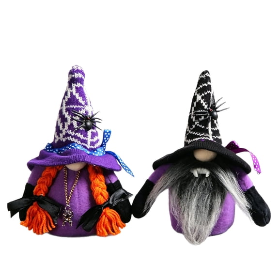 Diceymbol Halloween 2Pcs Vampire Spider Knit Gnome Plush Set Freestanding for Patio Garden Table Halloween Decorations 7 Inch
