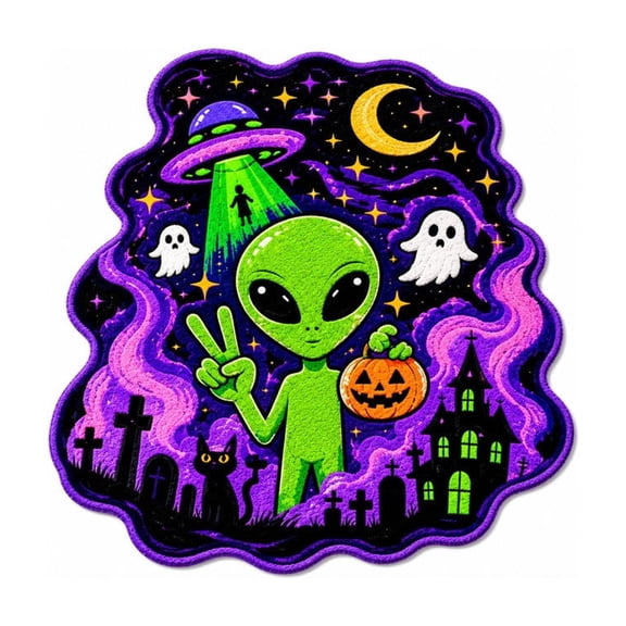 Diceymbol Halloween Alien Floor Mat Tufted Spooky Rug for Bathroom Bedroom Kitchen Entryway 16 x 24 Inch