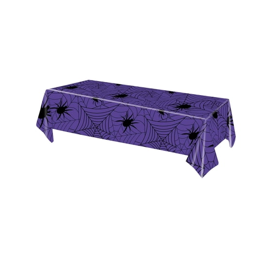 Diceymbol Halloween Disposable Paper Tablecloth with Classic Spider Web Sturdy for Yard Party Table Decorations 4.5x9 Ft