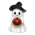 thumbnail image 1 of Diceymbol Halloween Ghost Figurine Holding Pumpkin with Witch Hat Tabletop Decor for Shelf Mantel 6 Inch, 1 of 5