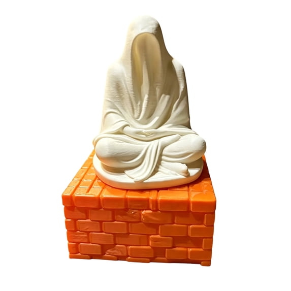Diceymbol Halloween Ghost Figurine on Brick Pedestal Mini Tabletop Decoration for Shelf Mantel Party Decor 5 Inch