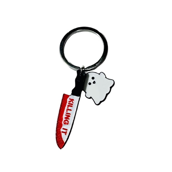 Diceymbol Halloween Ghost Knife Keychain 2 Inch Novelty Bag Charm for Backpack Keys Party Favor Decor
