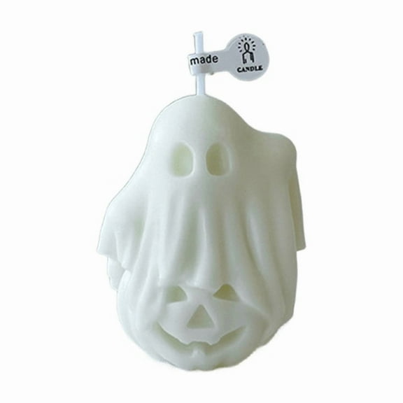 Diceymbol Halloween Ghost Scented Candles Spooky Pumpkin Design Flameless LED or Wax Candles for Spooky Manor Party Decor Table Centerpiece