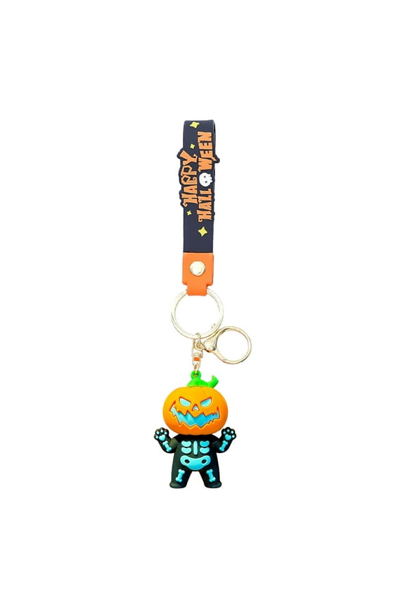Halloween Glow Keychain Pendant Cute Pumpkin Lantern Luminous Keyring, Durable Rubber & Alloy Backpack Clip for Keys, Bags & Decor