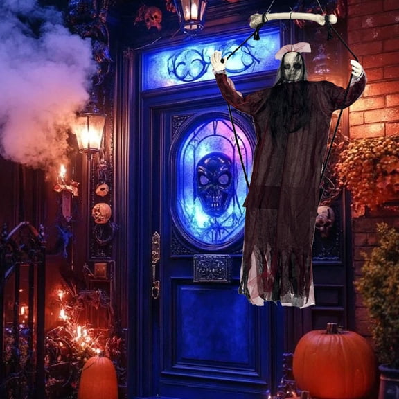 Diceymbol Halloween Hanging Ghost, Voice Activated with Glowing Eyes, 47-Inch