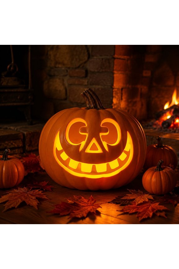 Halloween Light Up Jack O Lantern Pumpkin Decoration Smiling Face Indoor Party Display for Porch Patio 14 Inch