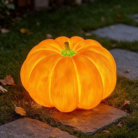 Diceymbol Halloween Light Up Pumpkin Lawn Decor Outdoor Pumpkin Light for Yard Garden Walkway Patio Display 7 Inch