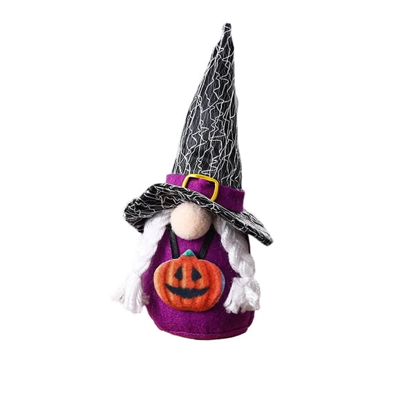 Diceymbol Halloween Mild Low-Spooky Witch Gnome Soft Felt Plush Freestanding for Farmhouse Patio Counter Fall Display Halloween Decorations 7 Inch
