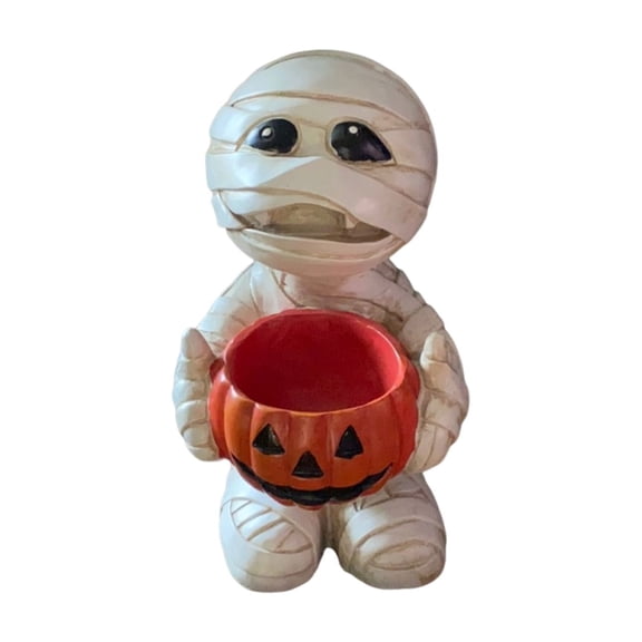 Diceymbol Halloween Mummy Pumpkin Candy Bowl 12 Inch Tabletop Treat Holder for Party Table Entryway Decor