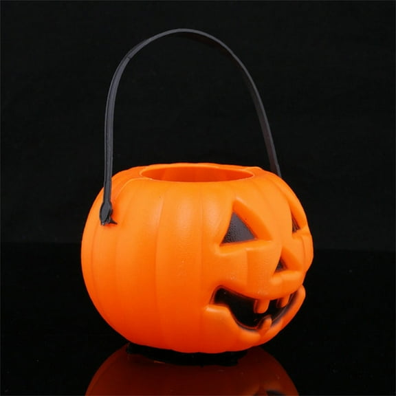 Diceymbol Halloween Pumpkin Bucket Small PVC Candy Pail 3.94inch 2/3/4-Piece Set