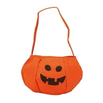 Diceymbol Halloween Pumpkin Candy Bucket 11 Inch Orange Trick-or-Treat Bag with Handles, Durable Non-Woven Reusable Candy Collector for Kids