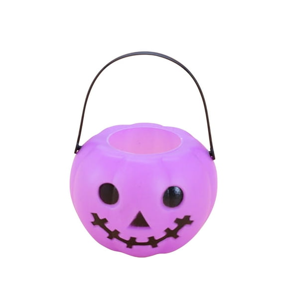 Diceymbol Halloween Pumpkin Lantern Bucket Purple Decorative Pail for Candy, Party Favors & Festive Home Decor Classic Seasonal Design