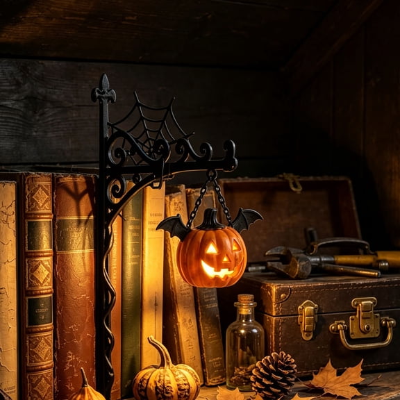Diceymbol Halloween Pumpkin Light, Jack O Lantern Bookshelf Insert Lamp for Library Shelf Reading Corner Halloween Decor