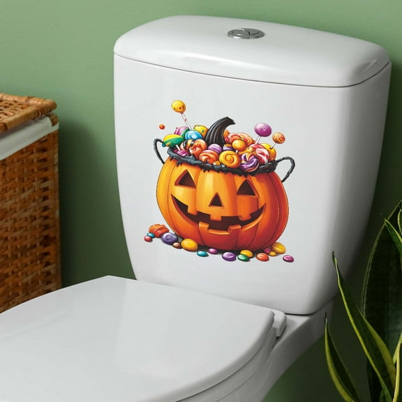 Diceymbol Halloween Pumpkin Wall Stickers Removable Bathroom/Toilet Decals, Peel & Stick PVC Decor for Mirrors, Tiles & Windows Spooky Holiday Decor