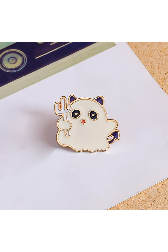 Halloween Pumpkin and Ghost Brooch Cute Metal Cartoon Pin Fun Decorative Accessory for Clothes Bags and Costumes