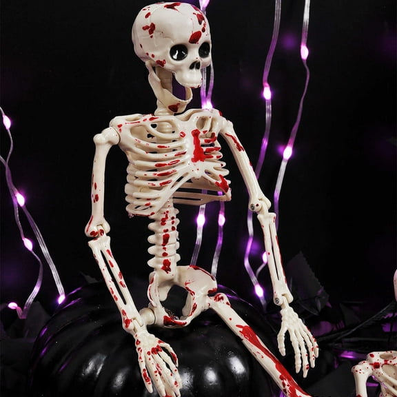 Diceymbol Halloween Skeleton Decoration with Movable Joints, Realistic Plastic Full-Body Human Skeleton for Indoor Outdoor Spooky Holiday Decor and Party Props