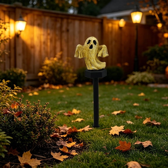 Diceymbol Halloween Solar Ghost Stake Light 15 Inch Light Up Garden Pathway Decor for Yard Lawn Porch Party