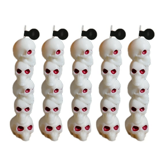 Diceymbol Halloween Stacked Skull Candles 5-Pack White Soy Wax Skull Tower Candles, Spooky Decor for Gothic Centerpieces & Ghost House Parties