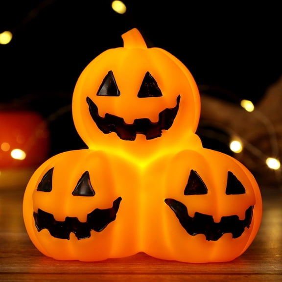 Diceymbol Halloween Stacked light-up Jack O' Lanterns Spooky Decor for Tiered Tray Halloween Decorations 4 Inch
