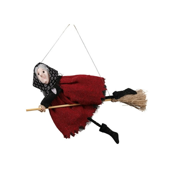 Diceymbol Halloween Talking Witch Pendant Sound Activated Laughing Witch Decoration with Broomstick for Party, Home, and KTV Spooky Decor