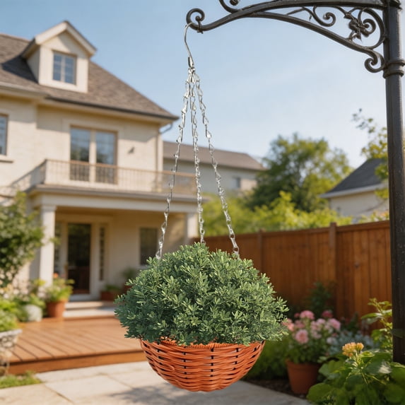 Diceymbol Hanging Planter Basket 7 Inch Woven Flower Pot with Chain Hook for Indoor Outdoor Patio Balcony Plants