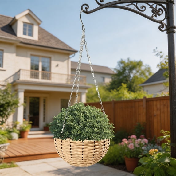 Diceymbol Hanging Planter Basket 7 Inch Woven Flower Pot with Chain Hook for Indoor Outdoor Patio Balcony Plants