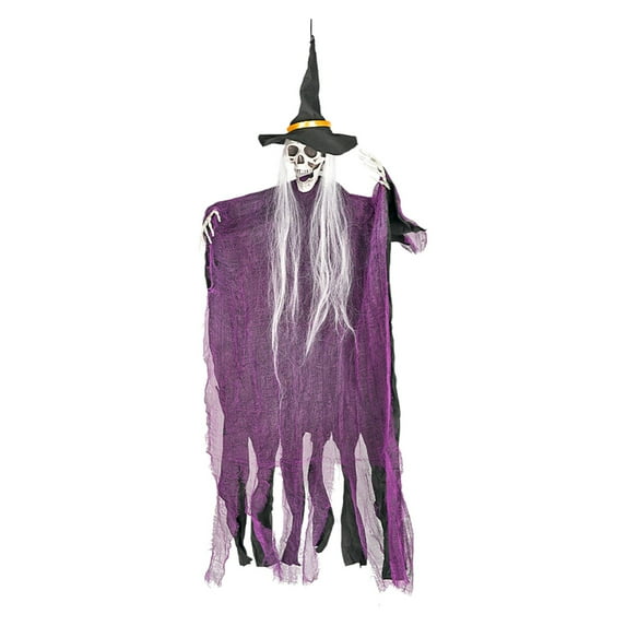 Diceymbol Hanging Skeleton Witch Decor 37" Tall Poseable Halloween Prop with Movable Jaw & Bendable Arms for Spooky Manor & Photo Backdrops