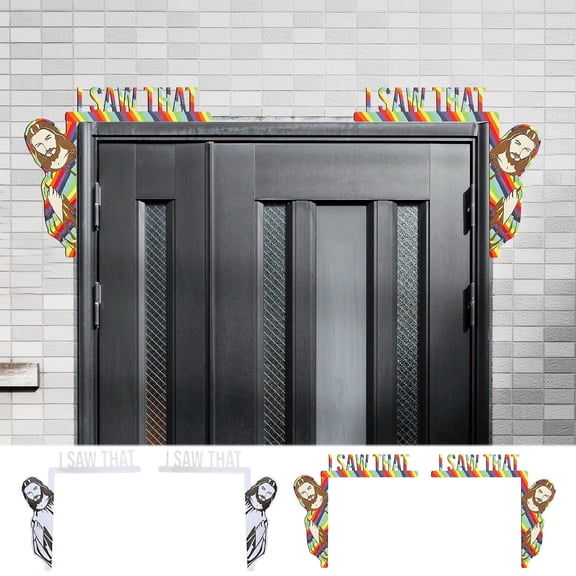 Diceymbol I Saw That Jesus Door Sitter Funny Home Decor Jesus I Saw That Door Hanger Wood Frame Corner Decoration Jesus Sign Christian Church Home Door Corner Decorations for Door Decorations