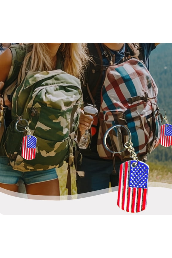 Independence Day Alloy Keychain Red White Blue Color Matching Pendant, Durable Zinc Alloy 1.97×1.14 in Patriotic Flag Charm for Car Keys, Bags, Gift Favor for 4th of July Parties