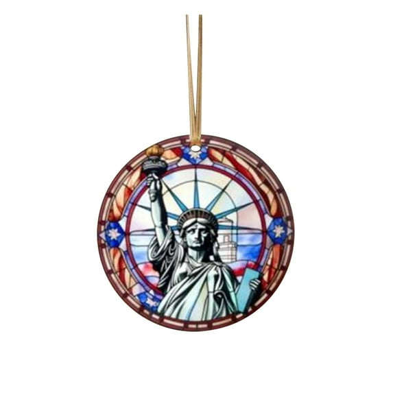 Diceymbol Independence Day Hanging Plaque Round Patriotic Wall Decor for 4th of July, Memorial Day & Veterans Day Celebrations