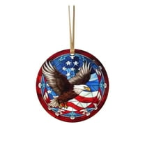 Diceymbol Independence Day Hanging Plaque Round Patriotic Wall Decor for 4th of July, Memorial Day & Veterans Day Celebrations