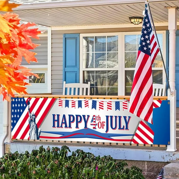 Diceymbol Independence Day Streamer 19x118 Inch Extra Long Patriotic Banner for 4th July Parties, Outdoor Decor & Photo Backdrops